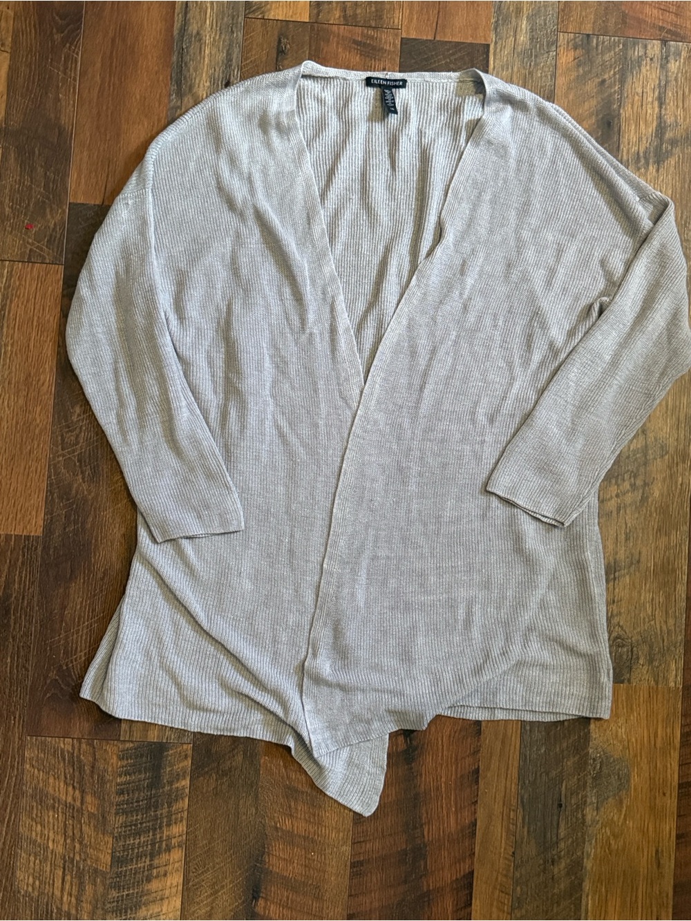 Eileen Fisher 100% Organic Linen Cardigan light gray Women's L Large